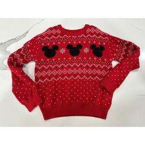 Disney Mickey Mouse Red Fair Isle Knit‎ Sweater Kids Size 6